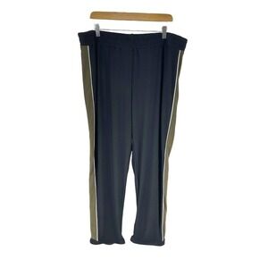 JOSEPH Ribkoff Womens Size 18 Knit Pants Black Green Stripes Slinky Plus Size
